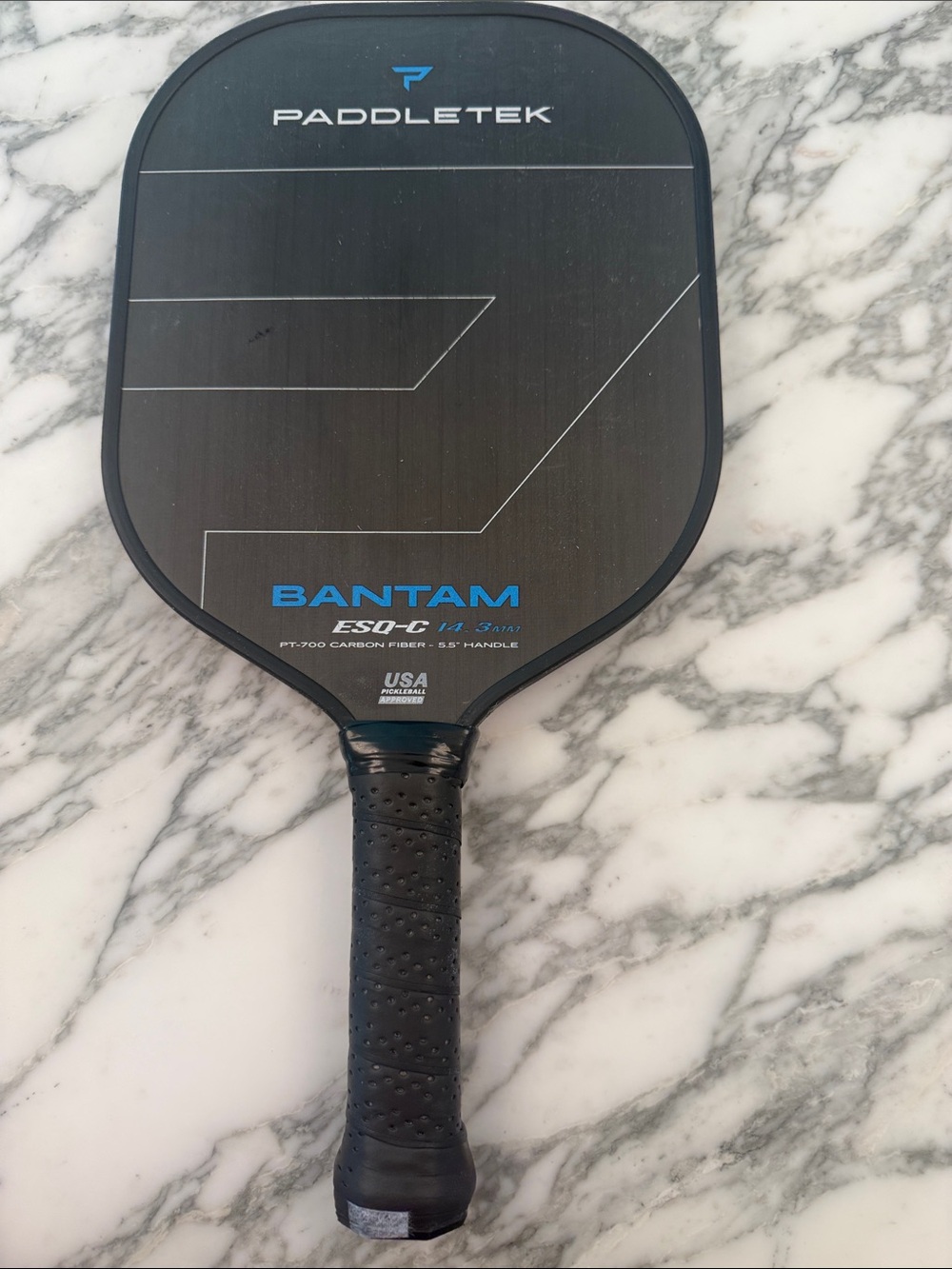 Paddletek Bantam ESQ-C Pickleball Paddle - Black with Blue Accents 14.3MM